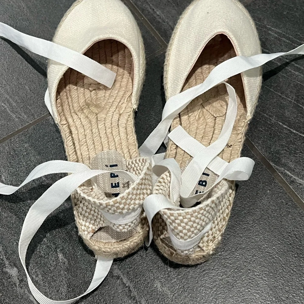 Classic Cream Espadrille Lace-Up Flats